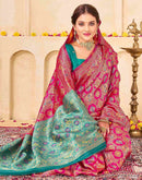 Dark Pink Silk Woven Banarasi Saree