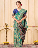 Teal Green Silk Woven Banarasi Saree