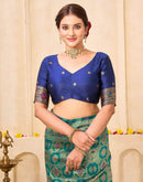 Teal Green Silk Woven Banarasi Saree