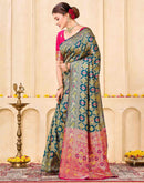 Rama Blue Silk Woven Banarasi Saree