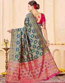 Rama Blue Silk Woven Banarasi Saree