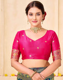 Rama Blue Silk Woven Banarasi Saree
