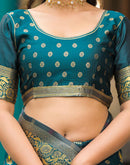Rama Blue Silk Woven Banarasi Saree