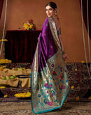Dark Purple Silk Paithani Chaturthi Saree
