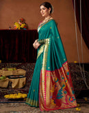 Teal Green Silk Paithani Chaturthi Saree