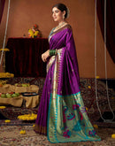 Dark Purple Silk Paithani Chaturthi Saree