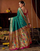 Teal Green Silk Paithani Chaturthi Saree