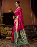 Rani Pink Silk Paithani Chaturthi Saree