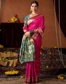 Rani Pink Silk Paithani Chaturthi Saree