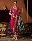 Dark Rani Pink Silk Paithani Chaturthi Saree
