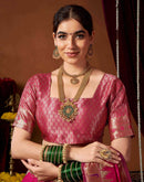 Dark Rani Pink Silk Paithani Chaturthi Saree
