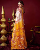 Off White Chanderi Printed Durga Puja Saree