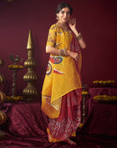 Red Chanderi Printed Durga Puja Saree