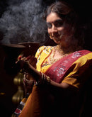 Red Chanderi Printed Durga Puja Saree