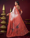 Off White Chanderi Printed Durga Puja Saree