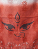 Off White Chanderi Printed Durga Puja Saree