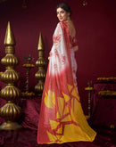Off White Chanderi Printed Durga Puja Saree