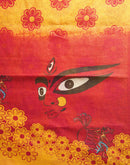 Yellow Chanderi Printed Durga Puja Saree