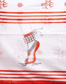 White Chanderi Printed Durga Puja Saree