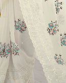 Off White Tissue Silk Sequence Embroidery Saree