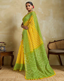 Yellow Linen Printed Saree