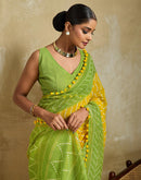 Yellow Linen Printed Saree