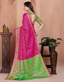 Rani Pink Silk Woven Patola Saree