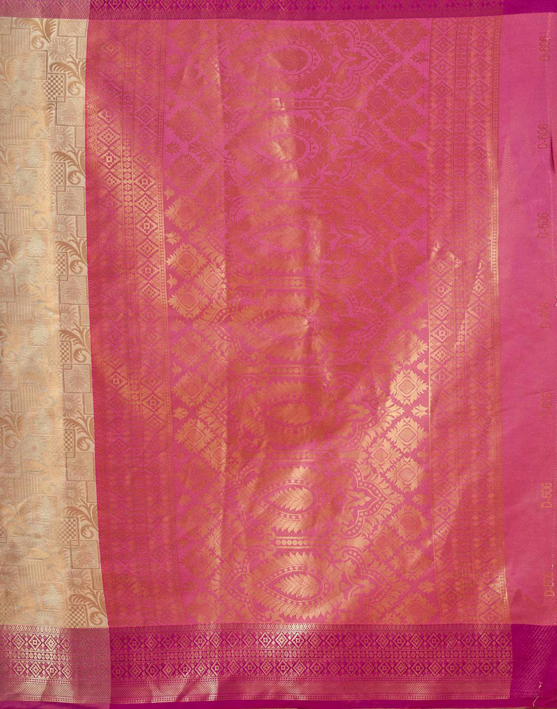 Beige Silk Woven Saree