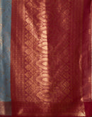 Sky Blue Silk Woven Banarasi Saree
