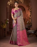 Grey Silk Woven Banarasi Saree
