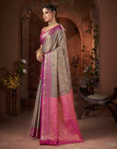Grey Silk Woven Banarasi Saree