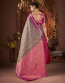 Grey Silk Woven Banarasi Saree