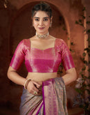 Grey Silk Woven Banarasi Saree