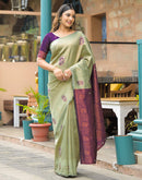Tea Green Silk Woven Saree