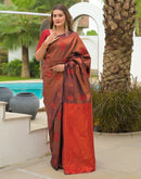 Wine Silk Woven Saree