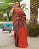 Wine Silk Woven Saree