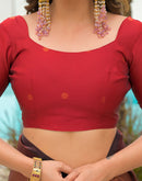 Wine Silk Woven Saree