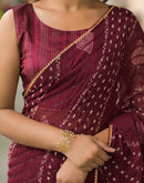 Maroon Georgette Printed Bandhani Saree