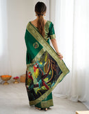 Dark Green Silk Woven Saree