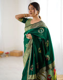 Dark Green Silk Woven Saree