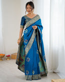 Blue Silk Woven Saree