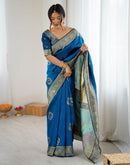 Blue Silk Woven Saree