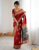 Red Silk Woven Saree