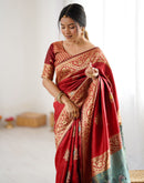 Red Silk Woven Saree