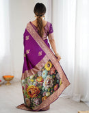 Purple Silk Woven Saree