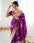 Purple Silk Woven Saree