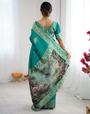 Teal Green Silk Woven Saree