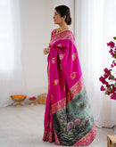 Pink Silk Woven Saree