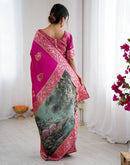 Pink Silk Woven Saree