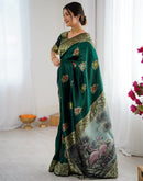 Bottle Green Silk Woven Saree